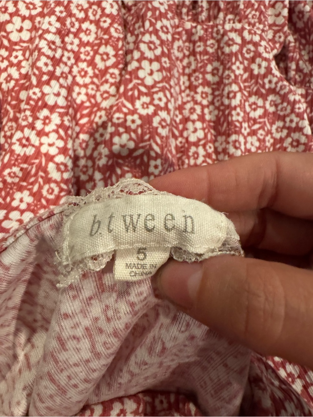 Btween Girls Size 5 Red Floral Button Front Tiered Dress - Picture 3 of 6